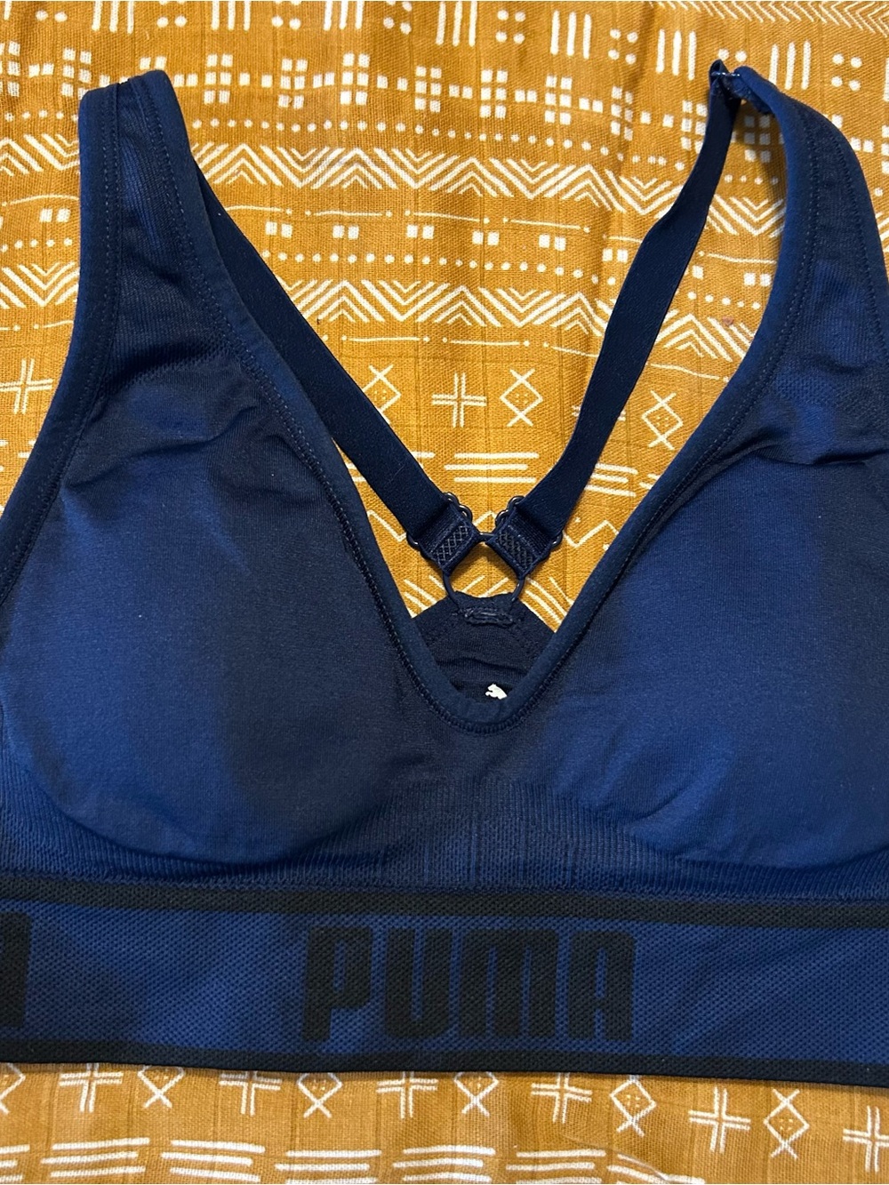 Puma Navy Blue Adjustable-Strap Sports Bra